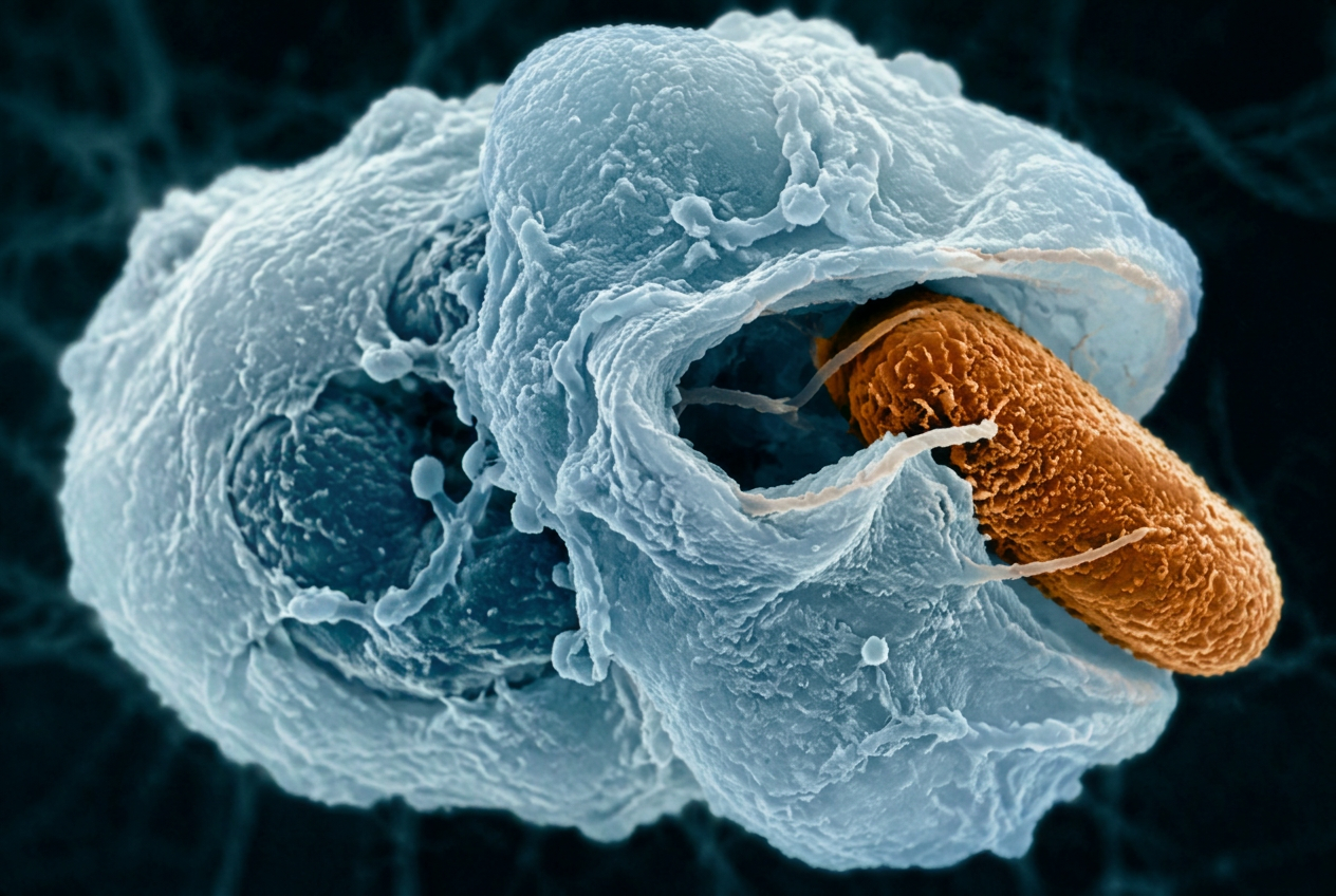 Neutrophil engulfing a bacteria
